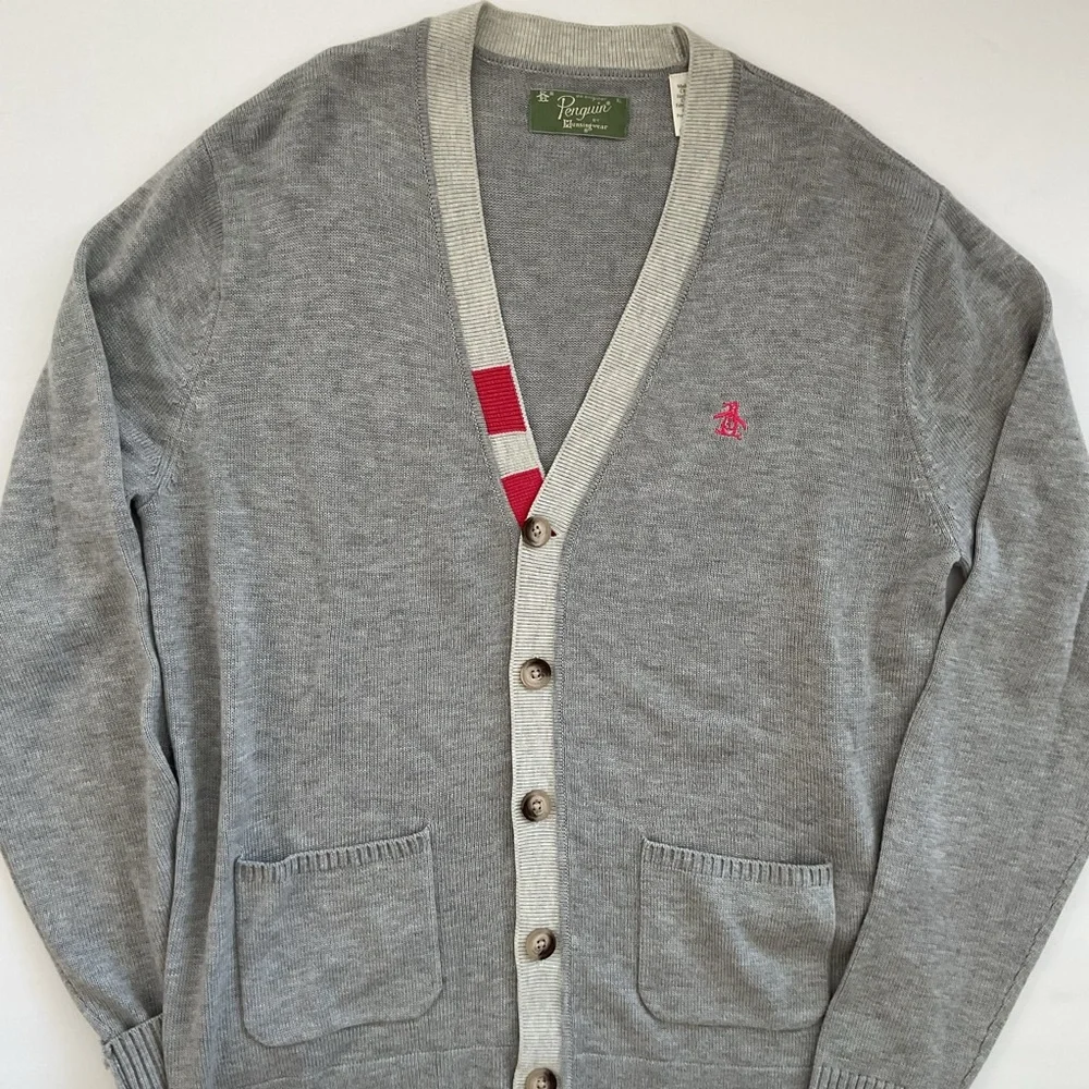 Original Penguin Cardigan Sweater Gray Size XL